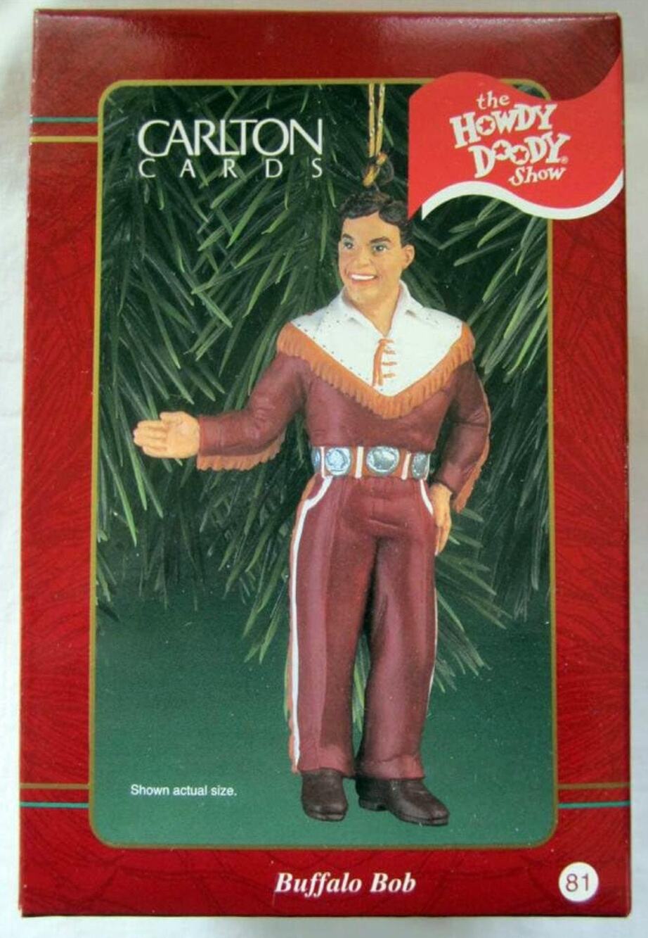 Vintage 90s Carlton Cards Heirloom Buffalo Bob Ornament Howdy Doody Show w/Box